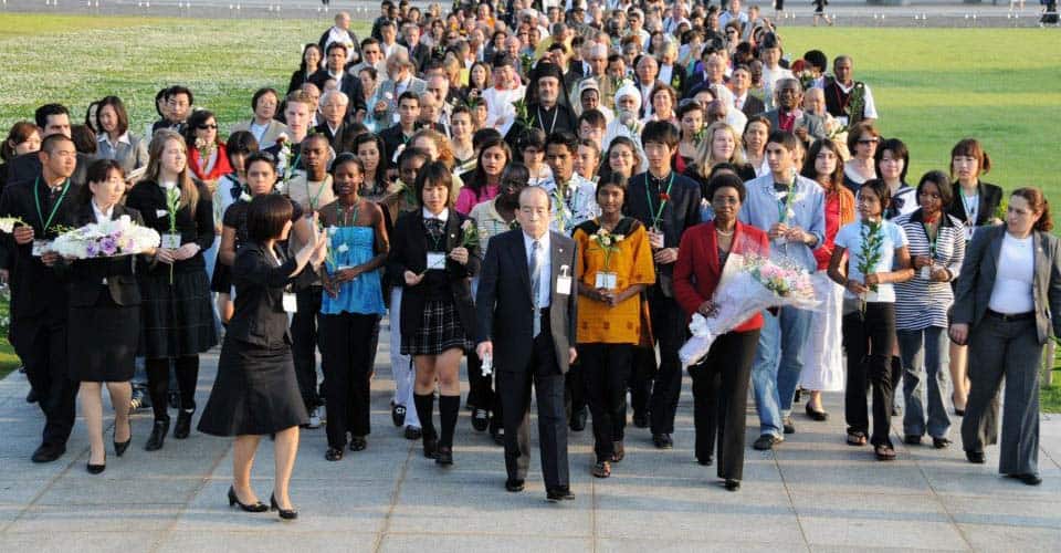 Rev. Takeyasu Miyamoto marching in Hiroshima