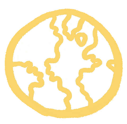 A gif of a yellow globe icon that has gently squiggling lines. ...The continents make no sense on this thing but oh well.